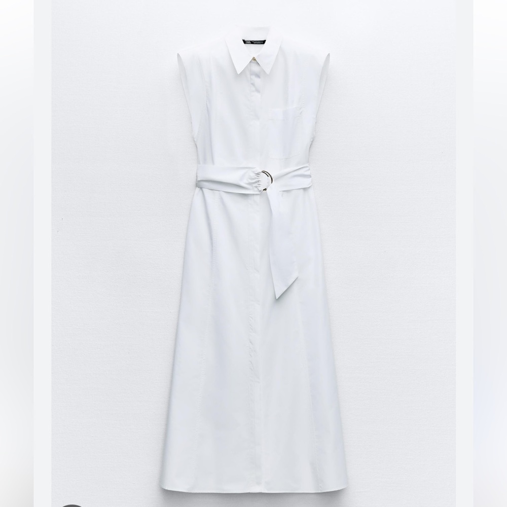 Zara White A-Line Polo Collar Dress - Picture 4 of 6